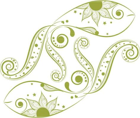 Horoscope sign for pisces in floral design.