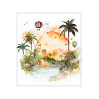 Sommer- Urlaub T-Shirt Design, Trend Design ,Strand Skizzen, Buch Startseite ,Poster und andere Verwendet , png isoliert. generativ ai