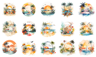 summer best selling t shirt design collection, trending beach stickers, Isolated , Created with png