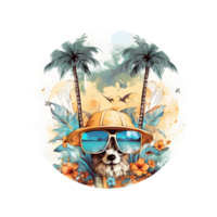 verano fiesta perro camiseta diseño, tendencias diseño ,playa bocetos, libro cubrir ,carteles y otro usos , png aislado. generativo ai