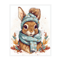 winter rabbit t-shirt design, trending design, book cover ,posters and other uses , isolated. png