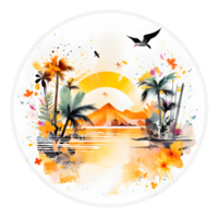summer holiday t-shirt design, trending design ,beach sketches, book cover ,posters and other uses , isolated. png