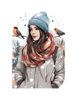 winter t-shirt design, women, trending design, book cover ,posters and other uses , isolated. png