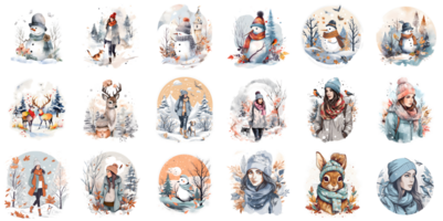 Winter Beste Verkauf t Hemd Design Sammlung, Trend Schnee Aufkleber, isoliert png, erstellt mit generativ ai png