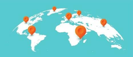 mundo viaje mapa. patas en global tierra mapas, en todo el mundo negocio comunicación aislado concepto ilustración vector