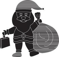 Vector Illustration Of Santa Claus Holding Shopping Bag With Heavy Sack.