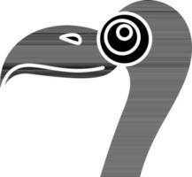 black and white Illustration of Flamingo Face Icon in Flat Style. vector