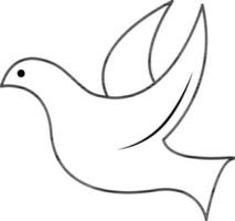 Flying Bird icon in black line art. vector