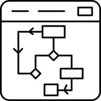 Algorithm on web page icon in line art. vector