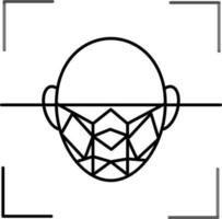 Face Recognition icon in black line art. vector