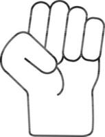 Clenched fist icon in black line art. vector