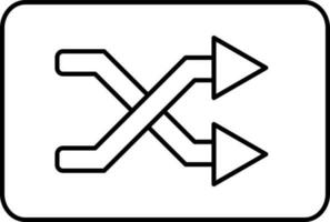 Two split arrow icon in black line art. vector