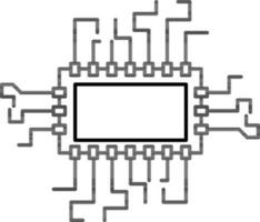 Black line art illustration of Microchip icon. vector