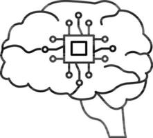 Flat style Brain chip icon in thin line art. vector