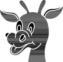 Cute Giraffe Face Icon in Black and White Color. vector