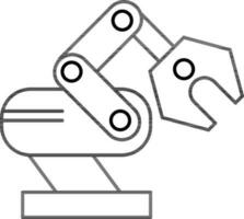 Black outline Industrial robot icon in flat style. vector