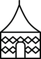 Tent or African house icon in thin line art. vector