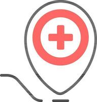 Hospital or Clinic location icon in orange and black color. vector