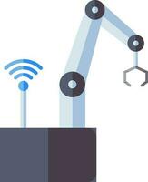 Flat style Robotic arm connected wifi signal icon or symbol. vector