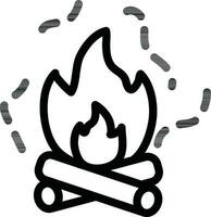 Bonfire icon in black line art. vector