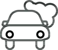 Smoke out from vehicle icon in thin line art. vector