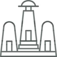 Tower building icon in black line art. vector