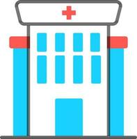 hospital edificio icono en azul y blanco color. vector