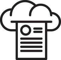 Flat style Cloud with Document Paper icon in line art. vector