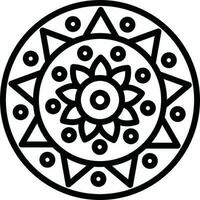 Flat style Ancient round shield icon in line art. vector