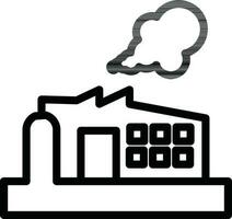 Factory or Industry icon in black line art. vector