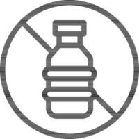 Line art No plastic bottle icon in flat style. vector