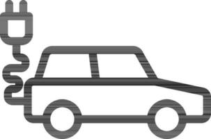 Line art Charger plug connected car icon in flat style. vector