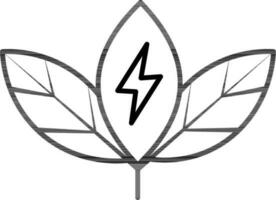 Flat style Eco or bio energy leaves icon in line art. vector