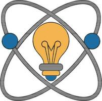 Atomic Structure with Light Bulb icon for Energy. vector