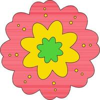 Flower icon in color with stroke for decoration. vector