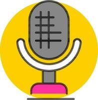 Flat style Microphone icon on yellow circle background. vector