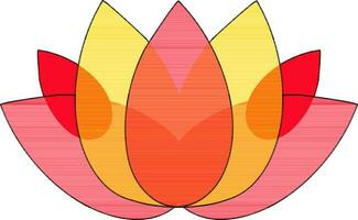 Lotus icon in red and yellow color with stroke. vector