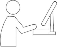 Character of man working on computer. vector