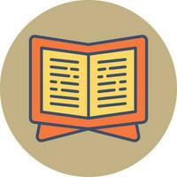 abierto libro poseedor icono en amarillo y naranja color. vector