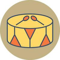 Snare Drum with Stick icon in yellow and orange color. vector