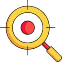 Target check or search icon in red and yellow color. vector