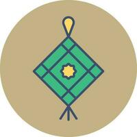Flat style Ketupat icon in green color. vector