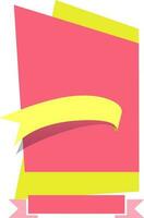 Pink and yellow paper banner or tag design. vector