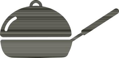 Black frying Pan with Lid Sign or Symbol. vector