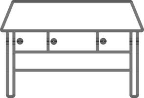 Illustration of a black line art table. vector