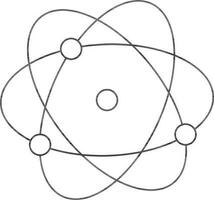 Black line art atomic structure on white background. vector