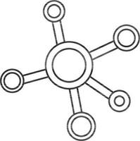 Illustration of molecule icon in stroke style. vector