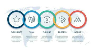 Chain steps infographic. Global business step by step process chart, workflow timeline diagram and startup plan vector template