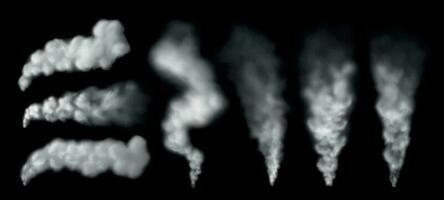 de fumar vapor. fumar soplo desde Chimenea, humeante geysir vapor y explosión nube aislado vector conjunto