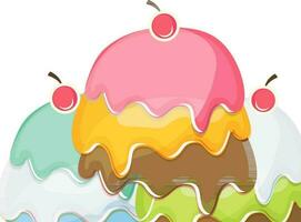 Colorful ice cream with cherries. vector